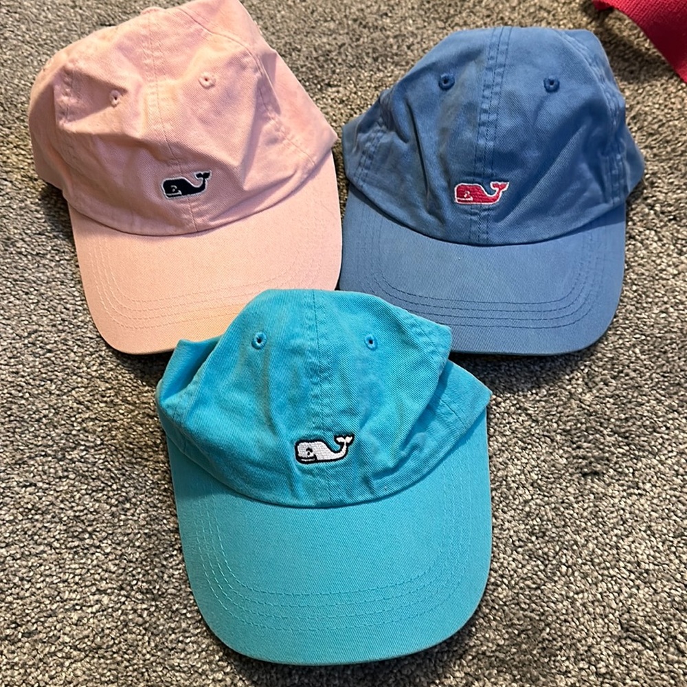 Vineyard Vines Trio of Pastel Whale Caps - Pink, Blue, Turquoise
